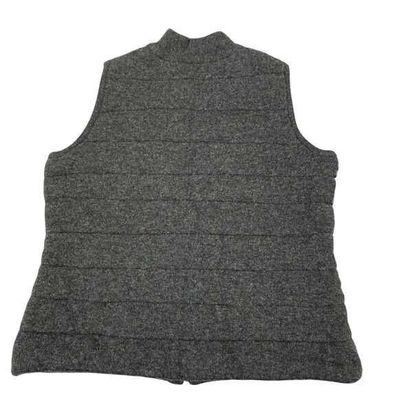 Woolrich Sweater Vest Womens Large Gray Snowflake Lambs Wool Sleeveless Full Zip - Picture 9 of 10